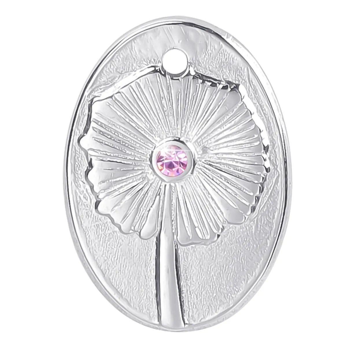 Wholesale Jewelry Casual Simple Style Oval Dandelion 304 Stainless Steel Rhinestones Plating Inlay Charms Pendant Necklace