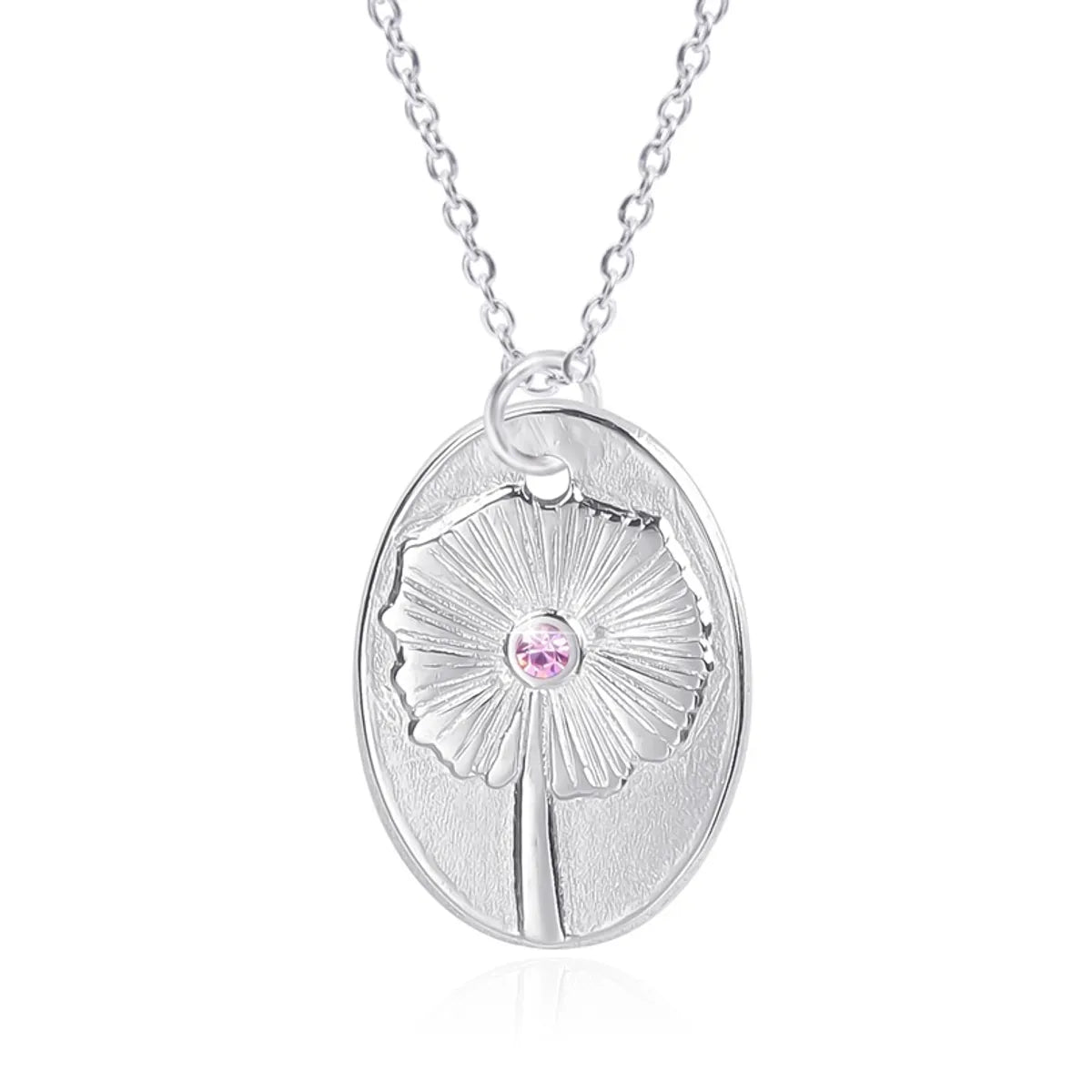 Wholesale Jewelry Casual Simple Style Oval Dandelion 304 Stainless Steel Rhinestones Plating Inlay Charms Pendant Necklace