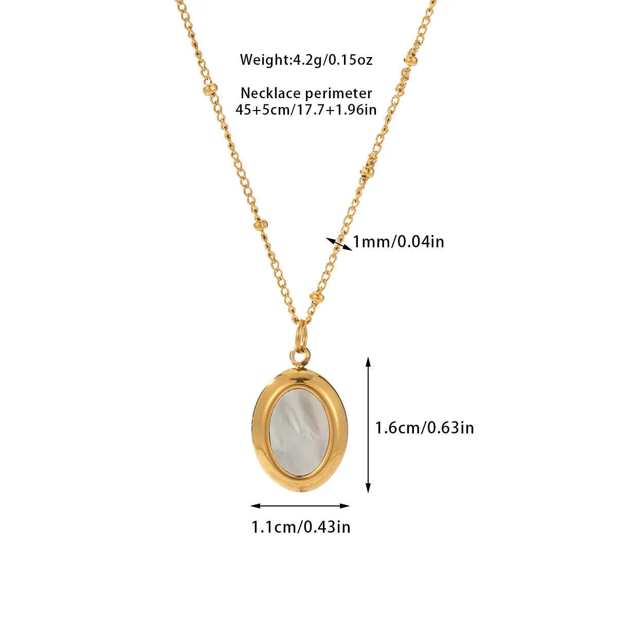 Wholesale Jewelry Casual Simple Style Oval Titanium Steel Shell Inlay Pendant Necklace