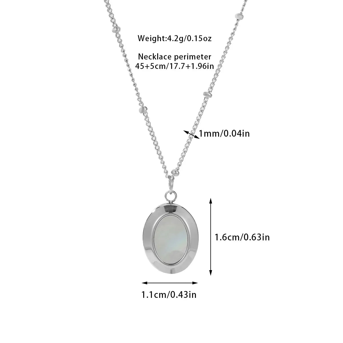 Wholesale Jewelry Casual Simple Style Oval Titanium Steel Shell Inlay Pendant Necklace