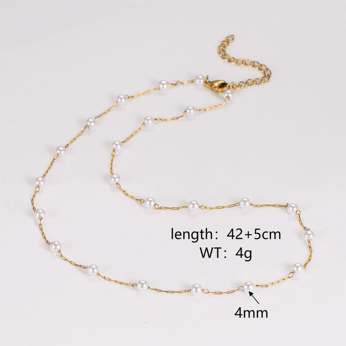 Wholesale Jewelry Casual Simple Style Roman Style Round 304 Stainless Steel Pearl Necklace