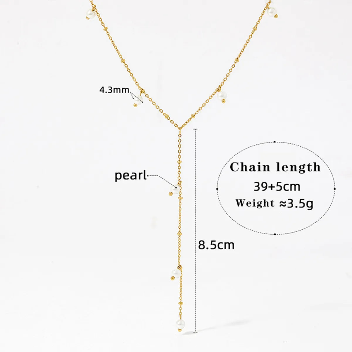 Wholesale Jewelry Casual Simple Style Round 304 Stainless Steel 16K Gold Plated White Gold Plated Gold Plated Pearl Necklace