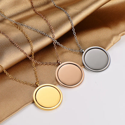 Wholesale Jewelry Casual Simple Style Round 304 Stainless Steel 18K Gold Plated Polishing Pendant Necklace