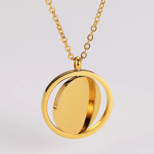 Wholesale Jewelry Casual Simple Style Round 304 Stainless Steel 18K Gold Plated Polishing Pendant Necklace