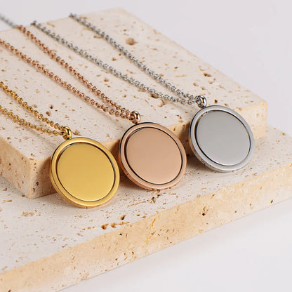 Wholesale Jewelry Casual Simple Style Round 304 Stainless Steel 18K Gold Plated Polishing Pendant Necklace