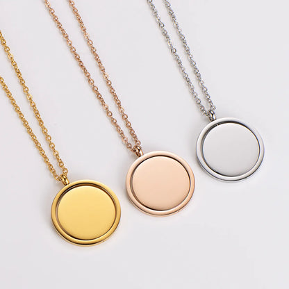 Wholesale Jewelry Casual Simple Style Round 304 Stainless Steel 18K Gold Plated Polishing Pendant Necklace