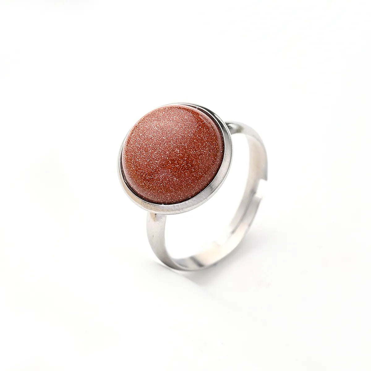 Wholesale Jewelry Casual Simple Style Round Spot Solid Color 304 Stainless Steel Natural Stone Opal Polishing Inlay Adjustable Ring