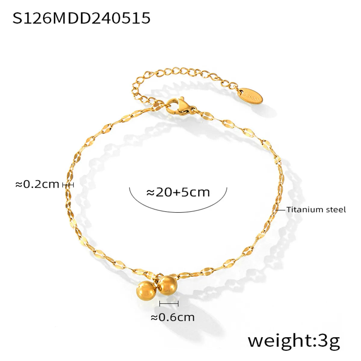 Wholesale Jewelry Casual Simple Style Round Square 304 Stainless Steel 18K Gold Plated Layered Anklet