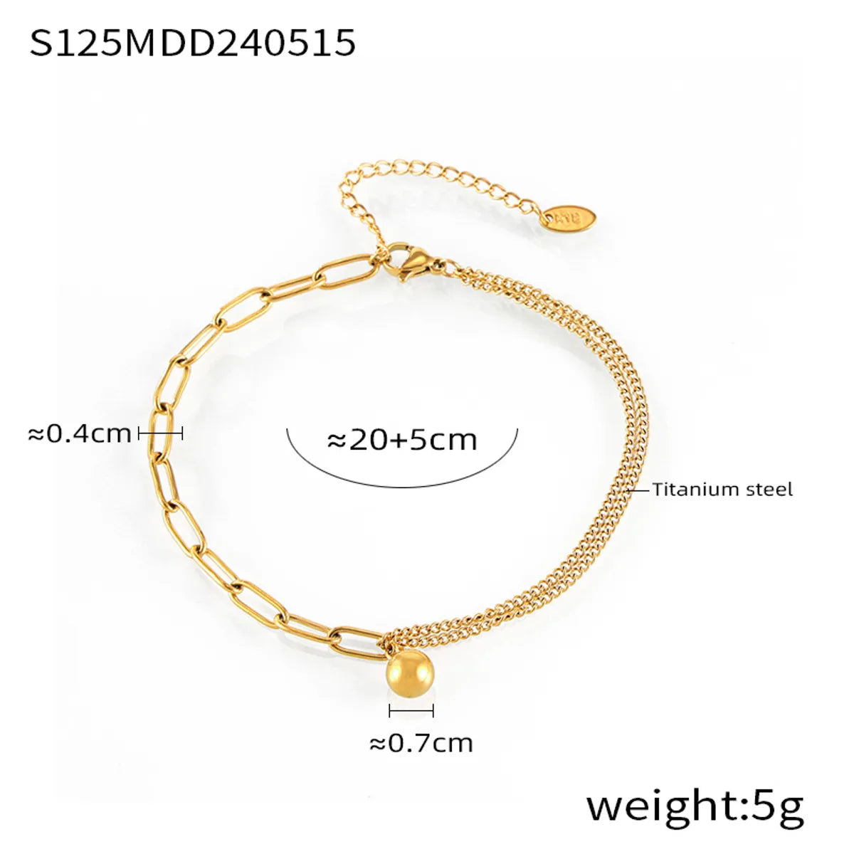 Wholesale Jewelry Casual Simple Style Round Square 304 Stainless Steel 18K Gold Plated Layered Anklet