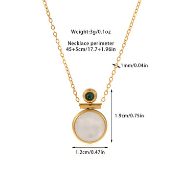 Wholesale Jewelry Casual Simple Style Round Titanium Steel Shell Zircon Inlay Pendant Necklace