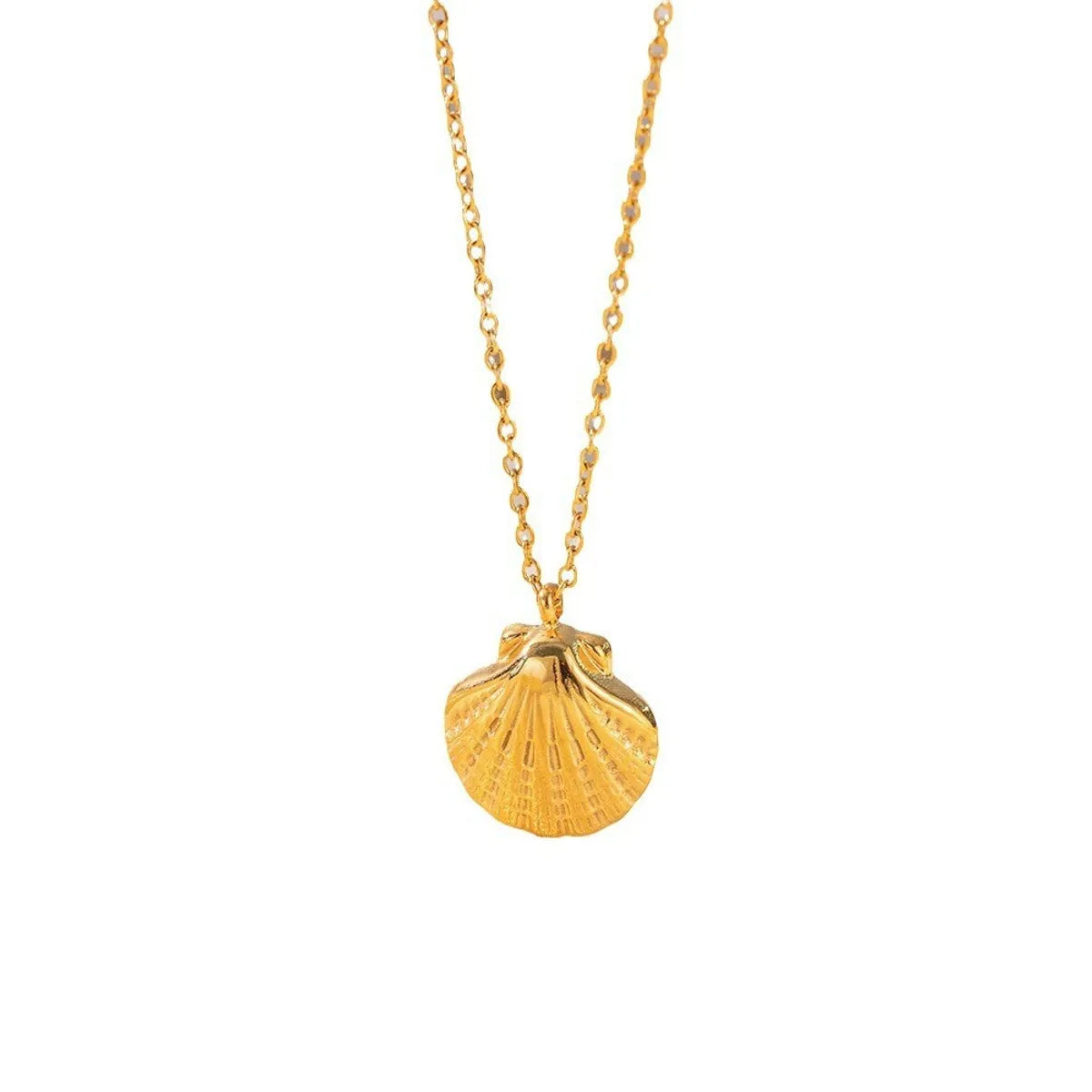 Wholesale Jewelry Casual Simple Style Shell 304 Stainless Steel 18K Gold Plated Scallop Polishing Plating Pendant Necklace