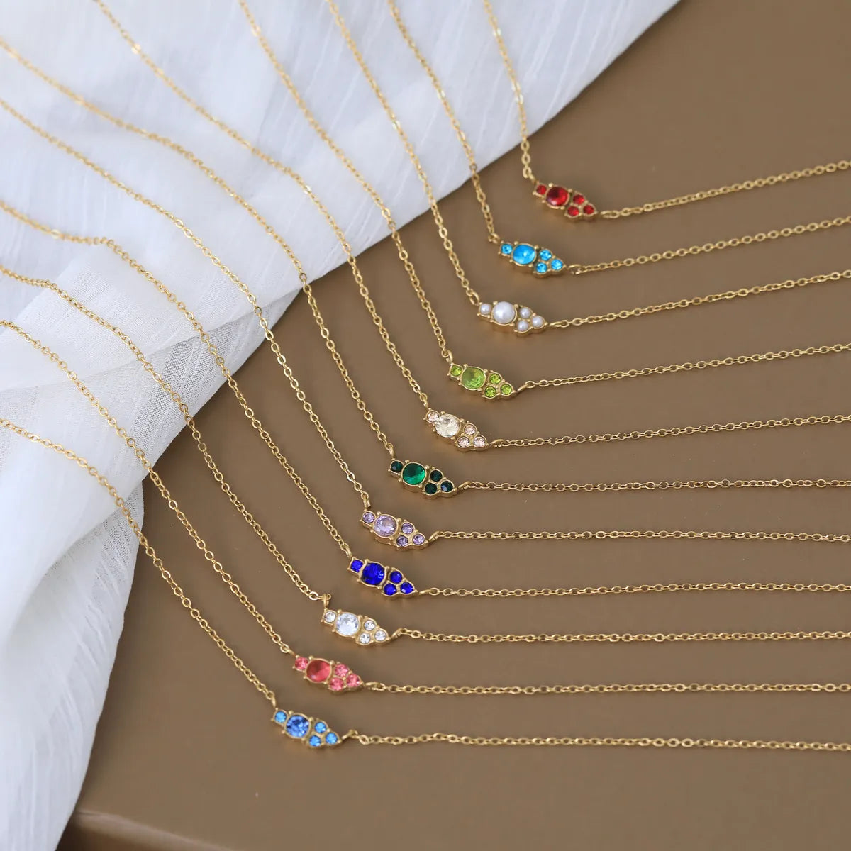 Wholesale Jewelry Casual Simple Style Shiny Round 201 Stainless Steel 304 Stainless Steel Zircon 18K Gold Plated Inlay Necklace