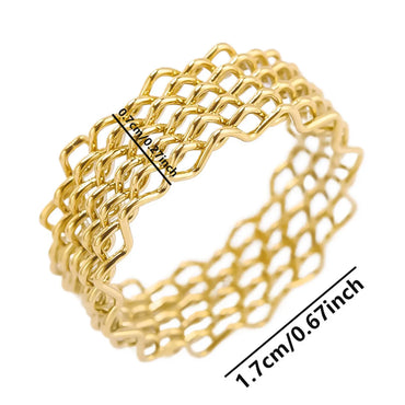 Wholesale Jewelry Casual Simple Style Solid Color 304 Stainless Steel 18K Gold Plated Polishing Hollow Out Rings