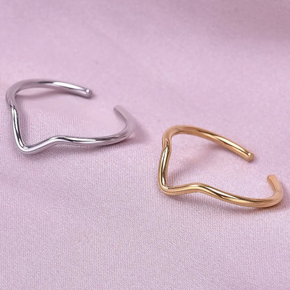 Wholesale Jewelry Casual Simple Style Solid Color 304 Stainless Steel 18K Gold Plated Polishing Open Rings