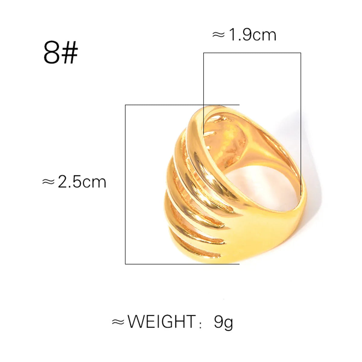 Wholesale Jewelry Casual Simple Style Solid Color 304 Stainless Steel 18K Gold Plated Rings