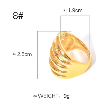 Wholesale Jewelry Casual Simple Style Solid Color 304 Stainless Steel 18K Gold Plated Rings