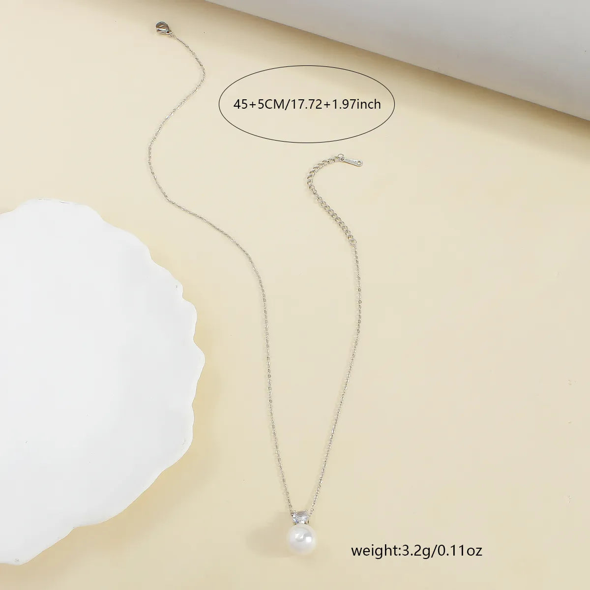 Wholesale Jewelry Casual Simple Style Solid Color 304 Stainless Steel Pearl Inlay Pendant Necklace