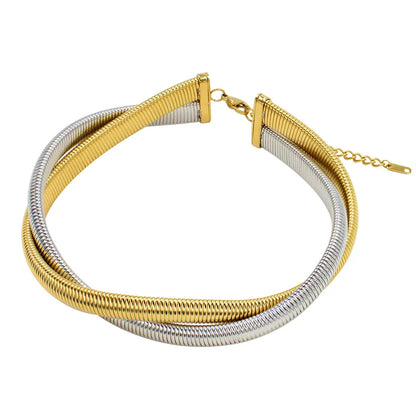 Wholesale Jewelry Casual Simple Style Solid Color 304 Stainless Steel Titanium Steel Gold Plated Bracelets Necklace