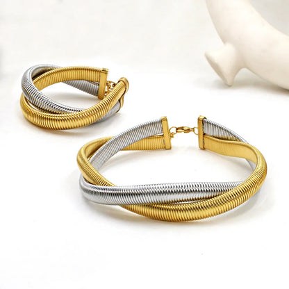 Wholesale Jewelry Casual Simple Style Solid Color 304 Stainless Steel Titanium Steel Gold Plated Bracelets Necklace