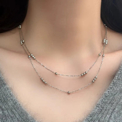 Wholesale Jewelry Casual Simple Style Solid Color Titanium Steel Plating Double Layer Necklaces