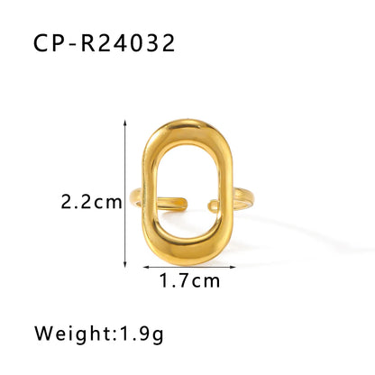 Wholesale Jewelry Casual Simple Style Star Moon Rectangle 304 Stainless Steel 18K Gold Plated Hollow Out Open Rings