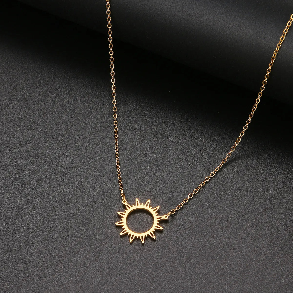 Wholesale Jewelry Casual Simple Style Sun Moon 304 Stainless Steel Hollow Out Pendant Necklace