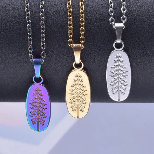 Wholesale Jewelry Casual Simple Style Tree 304 Stainless Steel 18K Gold Plated Pendant Necklace Necklace Pendant