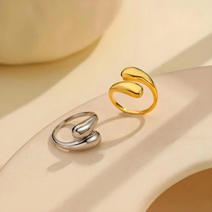 Wholesale Jewelry Casual Simple Style Water Droplets 304 Stainless Steel Open Rings