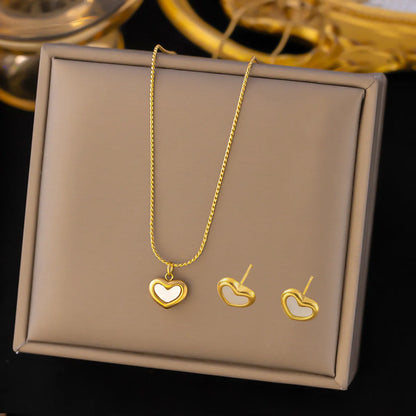 Wholesale Jewelry Casual Simple Style Water Droplets Heart Shape Eye Titanium Steel Plating Jewelry Set