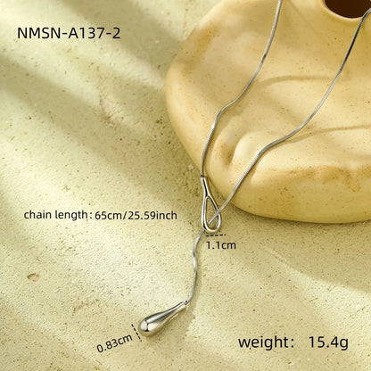 Wholesale Jewelry Casual Simple Style Water Droplets Solid Color 304 Stainless Steel Double Layer Necklaces Pendant Necklace