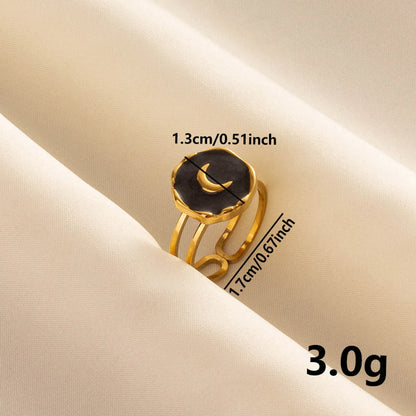 Wholesale Jewelry Casual Sweet Geometric Moon 304 Stainless Steel 18K Gold Plated Polishing Enamel Open Rings