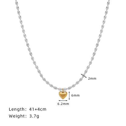 Wholesale Jewelry Casual Sweet Heart Shape 201 Stainless Steel 304 Stainless Steel 18K Gold Plated Necklace