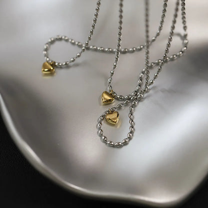 Wholesale Jewelry Casual Sweet Heart Shape 201 Stainless Steel 304 Stainless Steel 18K Gold Plated Necklace