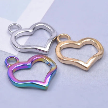 Wholesale Jewelry Casual Sweet Heart Shape 304 Stainless Steel 18K Gold Plated Hollow Out Charms Pendant Necklace