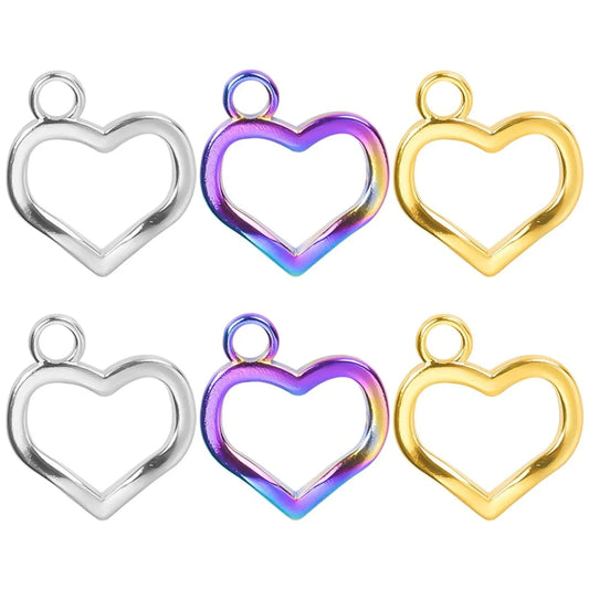 Wholesale Jewelry Casual Sweet Heart Shape 304 Stainless Steel 18K Gold Plated Hollow Out Charms Pendant Necklace