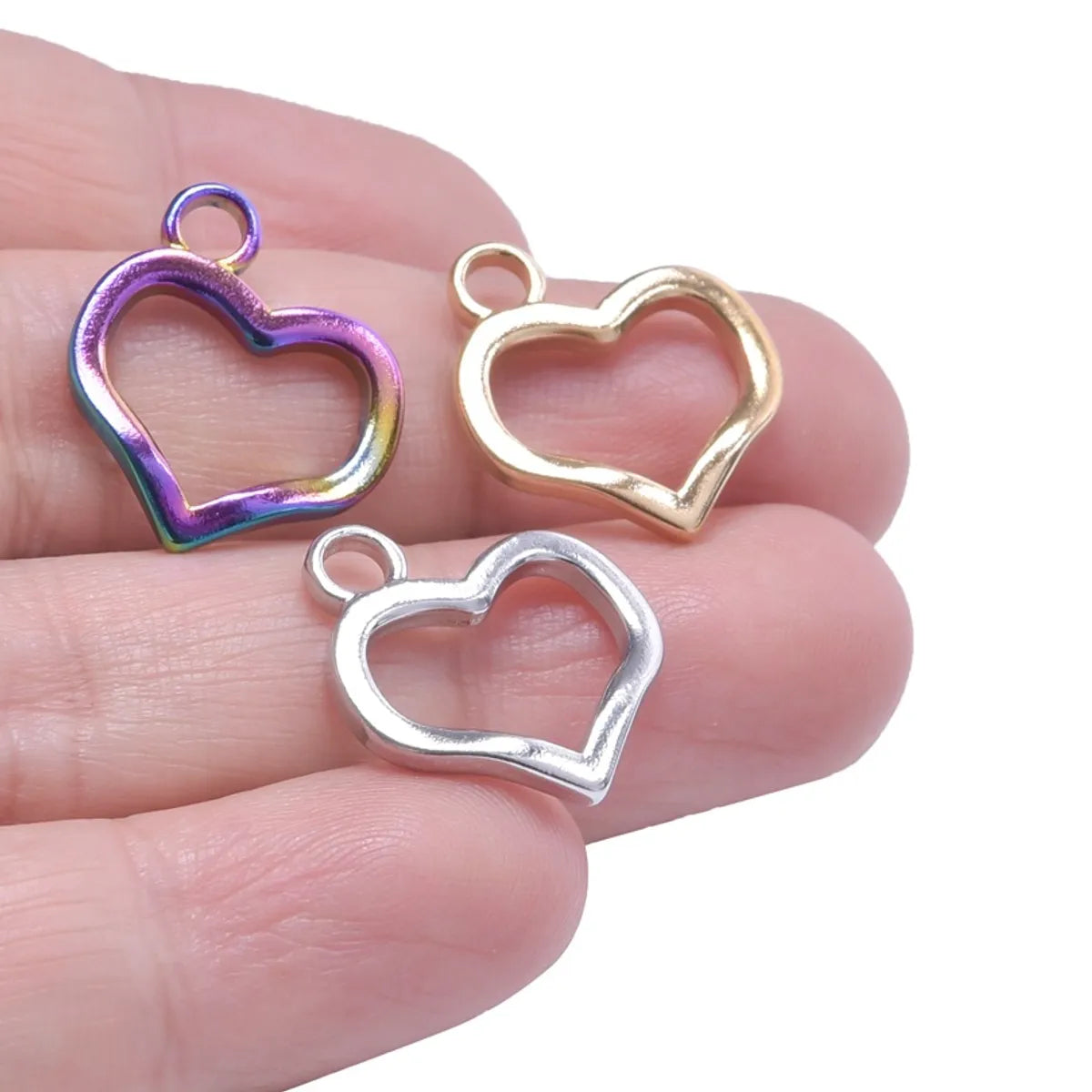 Wholesale Jewelry Casual Sweet Heart Shape 304 Stainless Steel 18K Gold Plated Hollow Out Charms Pendant Necklace