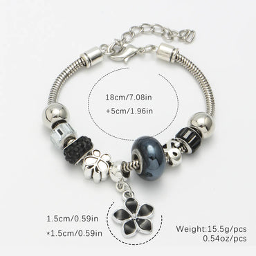 Wholesale Jewelry Casual Sweet Simple Style Heart Shape Flower Butterfly Iron Crystal Zircon White Gold Plated Plating Inlay Bracelets