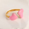 Wholesale Jewelry Casual Sweet Simple Style Heart Shape Smiley Face Flower Titanium Steel Enamel Open Rings