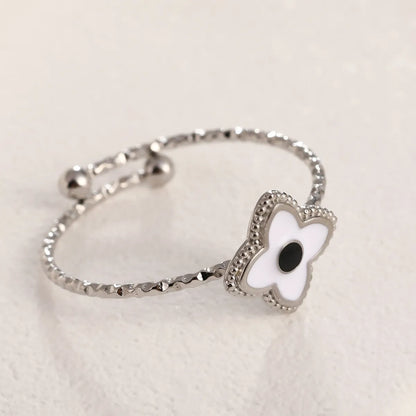 Wholesale Jewelry Casual Sweet Simple Style Heart Shape Smiley Face Flower Titanium Steel Enamel Open Rings