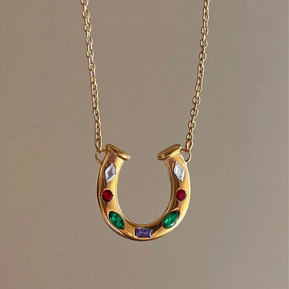 Wholesale Jewelry Casual Sweet U Shape 201 Stainless Steel 304 Stainless Steel 18K Gold Plated Plating Pendant Necklace