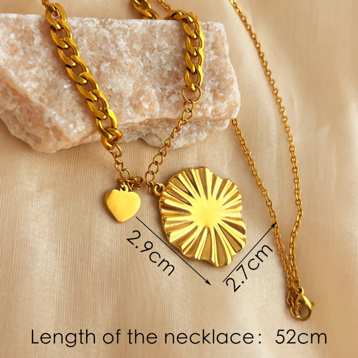 Wholesale Jewelry Casual Tropical Heart Shape Lotus Leaf HD-18918 201 Stainless Steel 18K Gold Plated Pendant Necklace