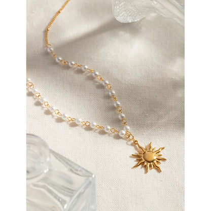 Wholesale Jewelry Casual Vacation Classic Style Flower 304 Stainless Steel Pendant Necklace