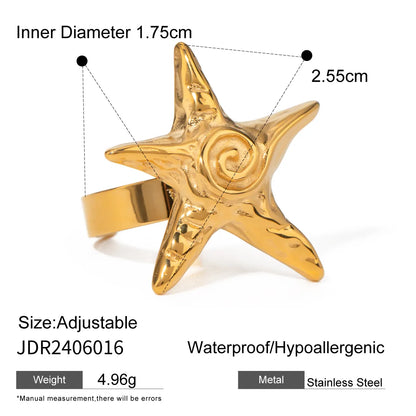 Wholesale Jewelry Casual Vacation IG Style Pentagram 316 Stainless Steel  18K Gold Plated Plating Rings Earrings Necklace