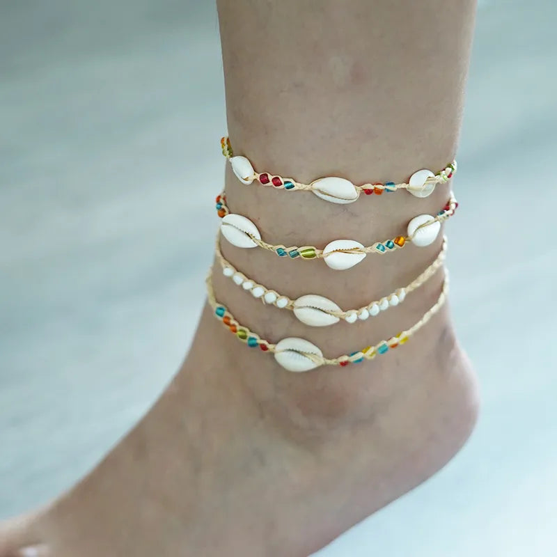 Wholesale Jewelry Casual Vacation Shell Straw Anklet