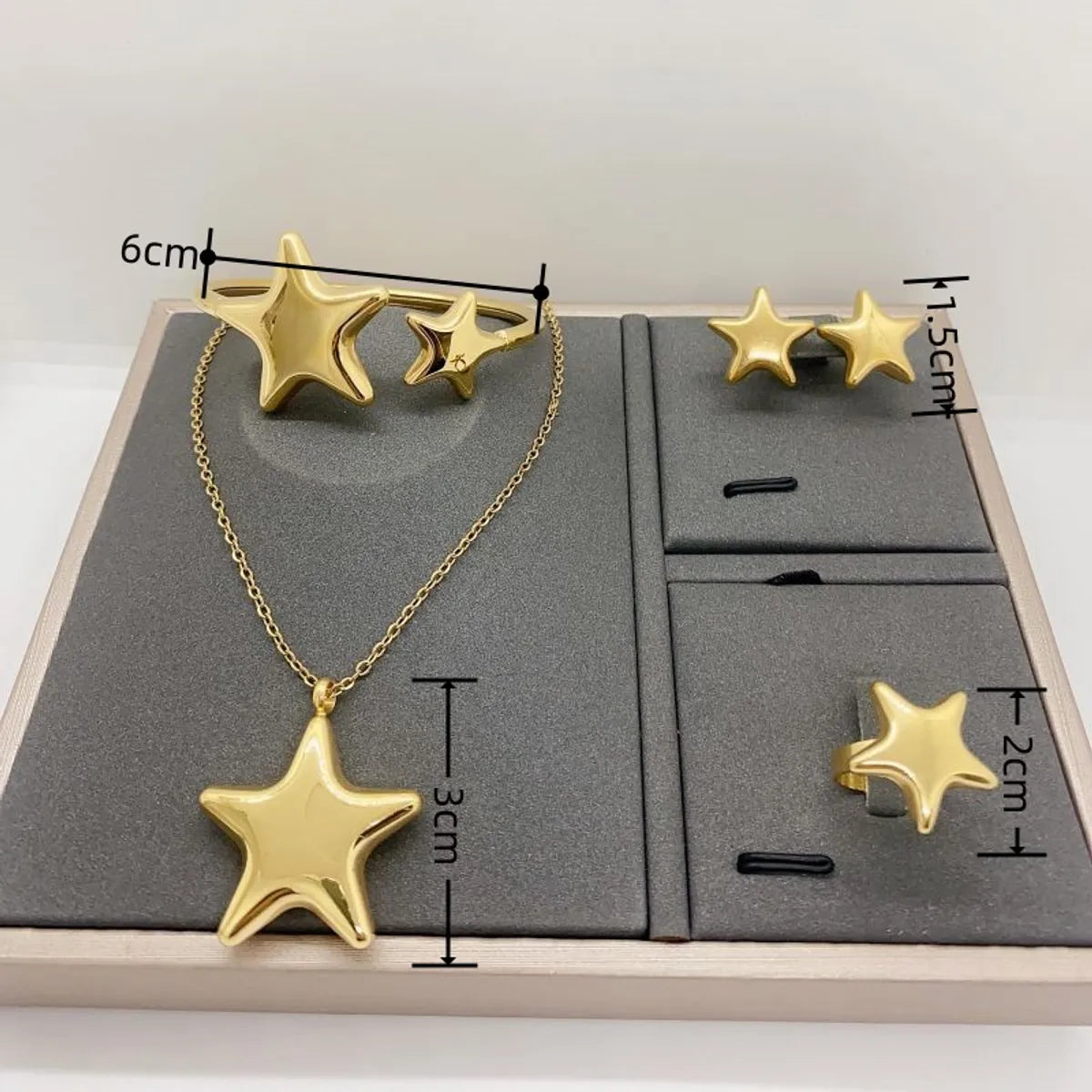 Wholesale Jewelry Casual Vintage Style Classic Style Star 304 Stainless Steel 18K Gold Plated Jewelry Set