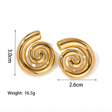 Wholesale Jewelry Casual Vintage Style Commute Spiral Stripe 304 Stainless Steel 18K Gold Plated Polishing Earrings Necklace