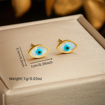 Wholesale Jewelry Casual Vintage Style Eye 304 Stainless Steel Shell 18K Gold Plated Inlay Jewelry Set