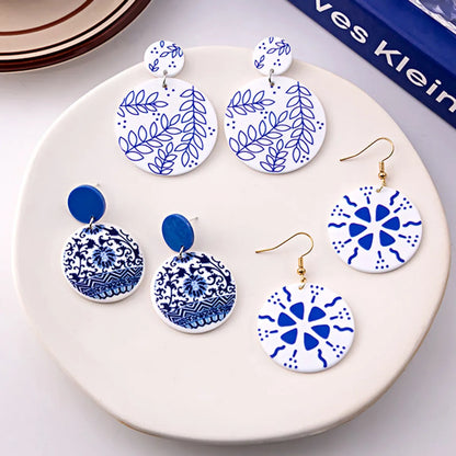 Wholesale Jewelry Chinoiserie Casual U Shape Printing Arylic Drop Earrings