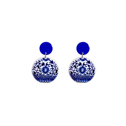 Wholesale Jewelry Chinoiserie Casual U Shape Printing Arylic Drop Earrings