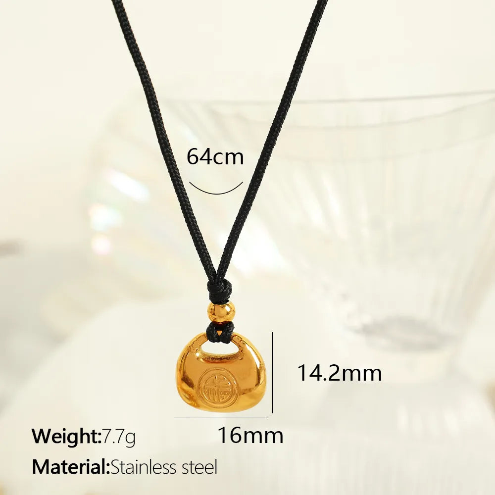 Wholesale Jewelry Chinoiserie Ethnic Style Classic Style Lock 304 Stainless Steel Plating Pendant Necklace